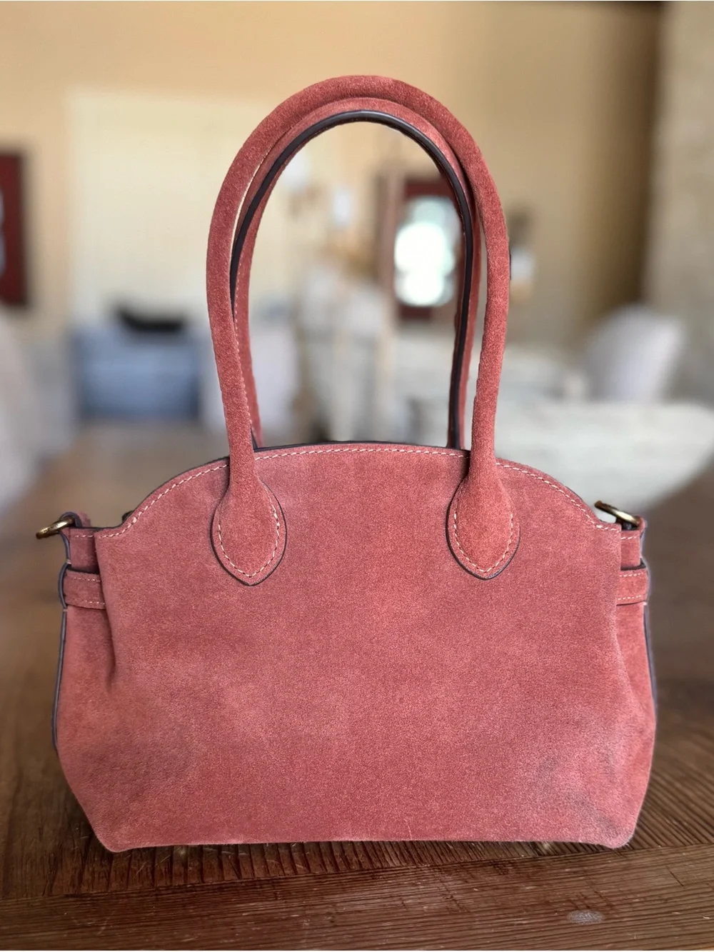 COACH Soft Empire 21 Bag in Clay Suede
